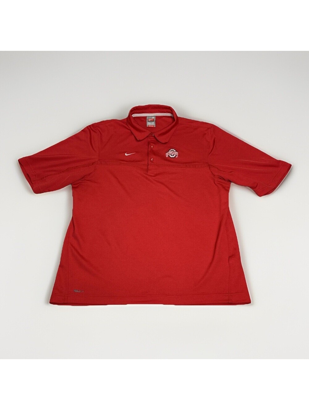 Nike Ohio State Buckeyes Red Dri-Fit 3 Button Polo Shirt Mens X-Large NIke Fit